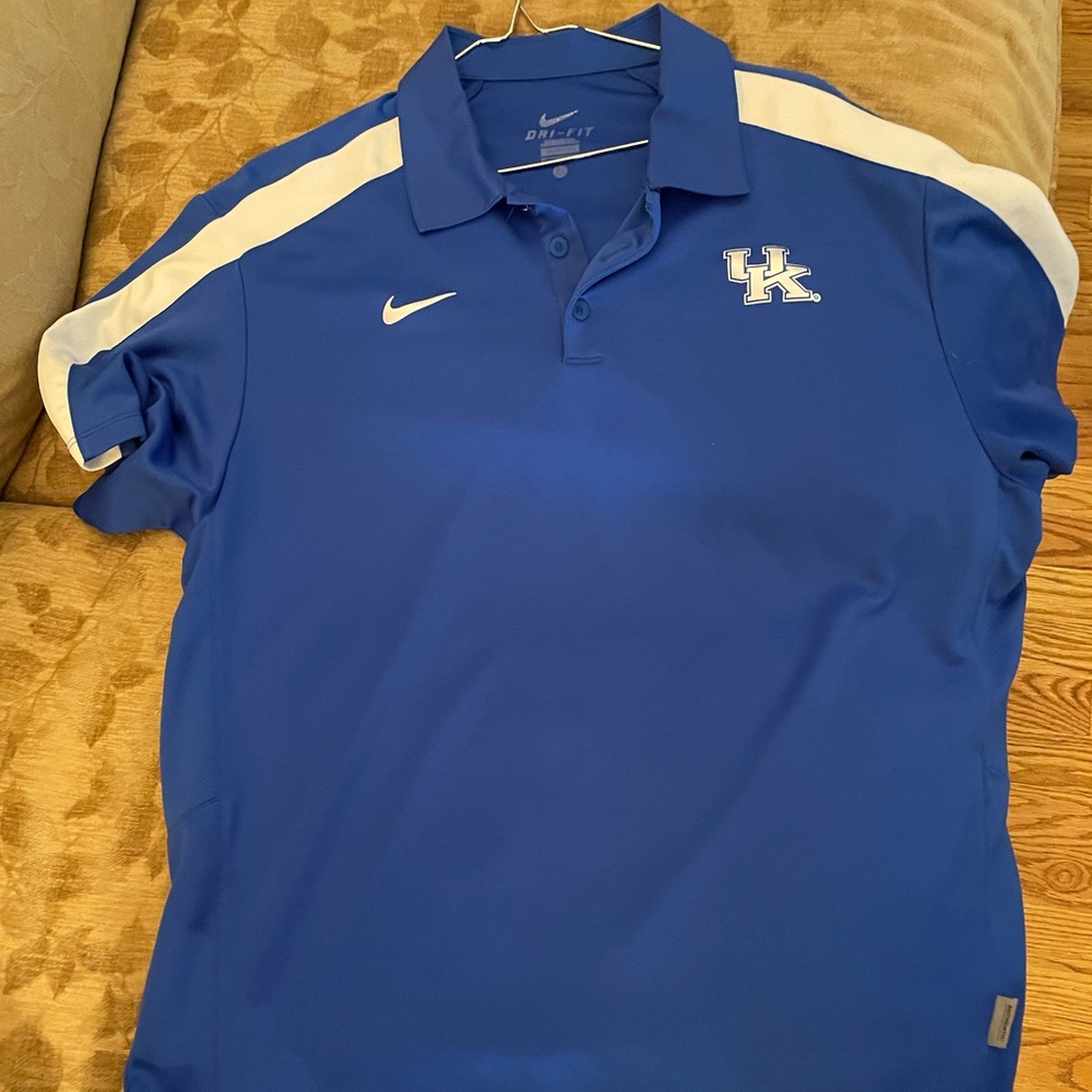 Nike Dri-fit Blue/white University of Kentucky men’s polo shirt.